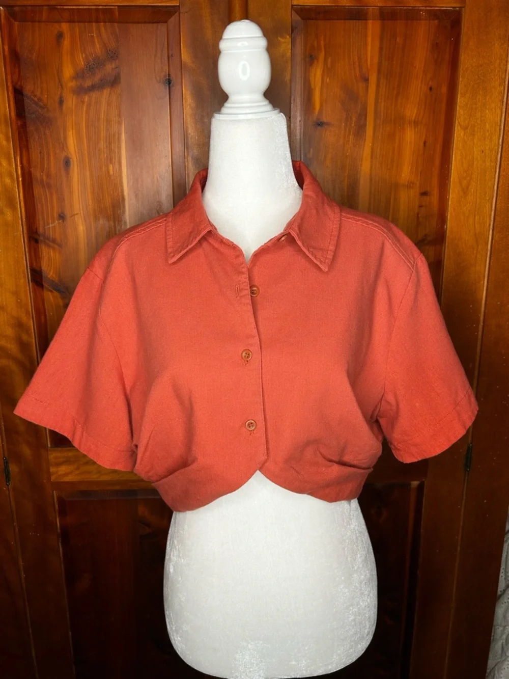 Forever 21 Cropped Short Sleeve Shirt / Jacket Vintage Inspired Y2K 90's Linen